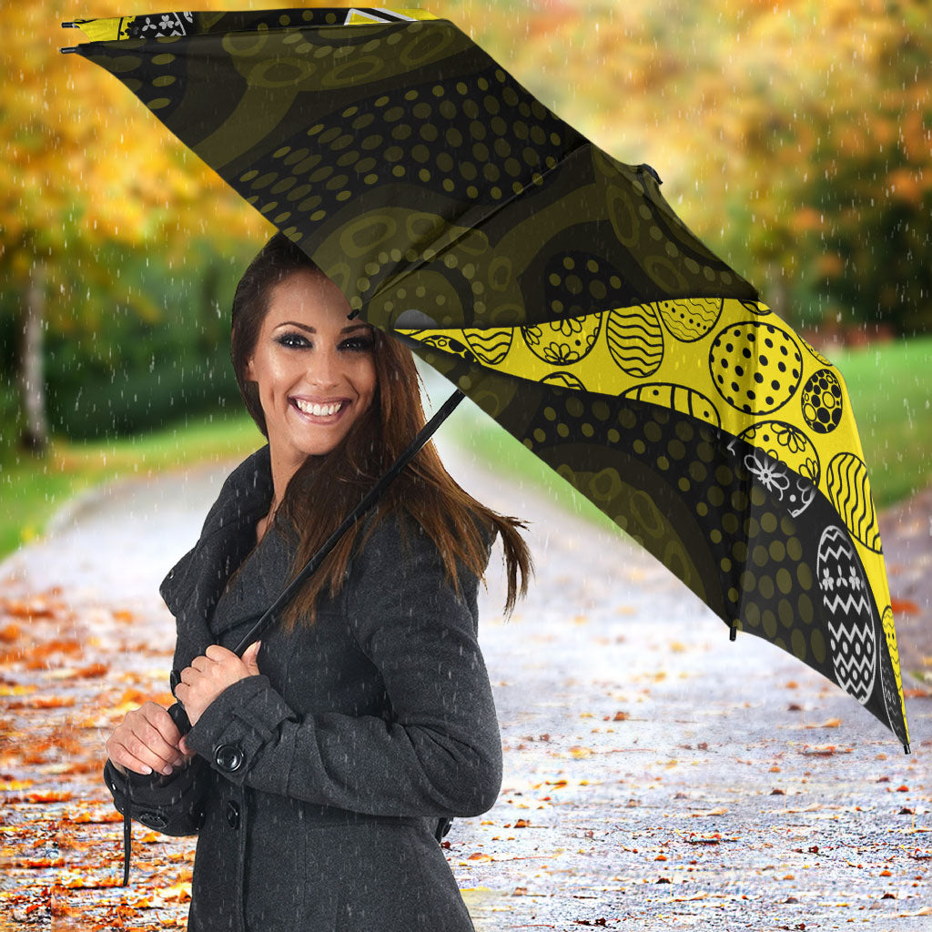 Personalized Richmond Football Umbrella Easter Egg Pattern Yellow Black Tribal Dot Art Style