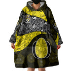 Personalized Richmond Football Wearable Blanket Hoodie Easter Egg Pattern Yellow Black Tribal Dot Art Style