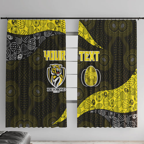 Personalized Richmond Football Window Curtain Easter Egg Pattern Yellow Black Tribal Dot Art Style