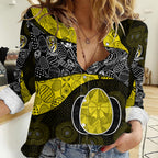 Personalized Richmond Football Women Casual Shirt Easter Egg Pattern Yellow Black Tribal Dot Art Style