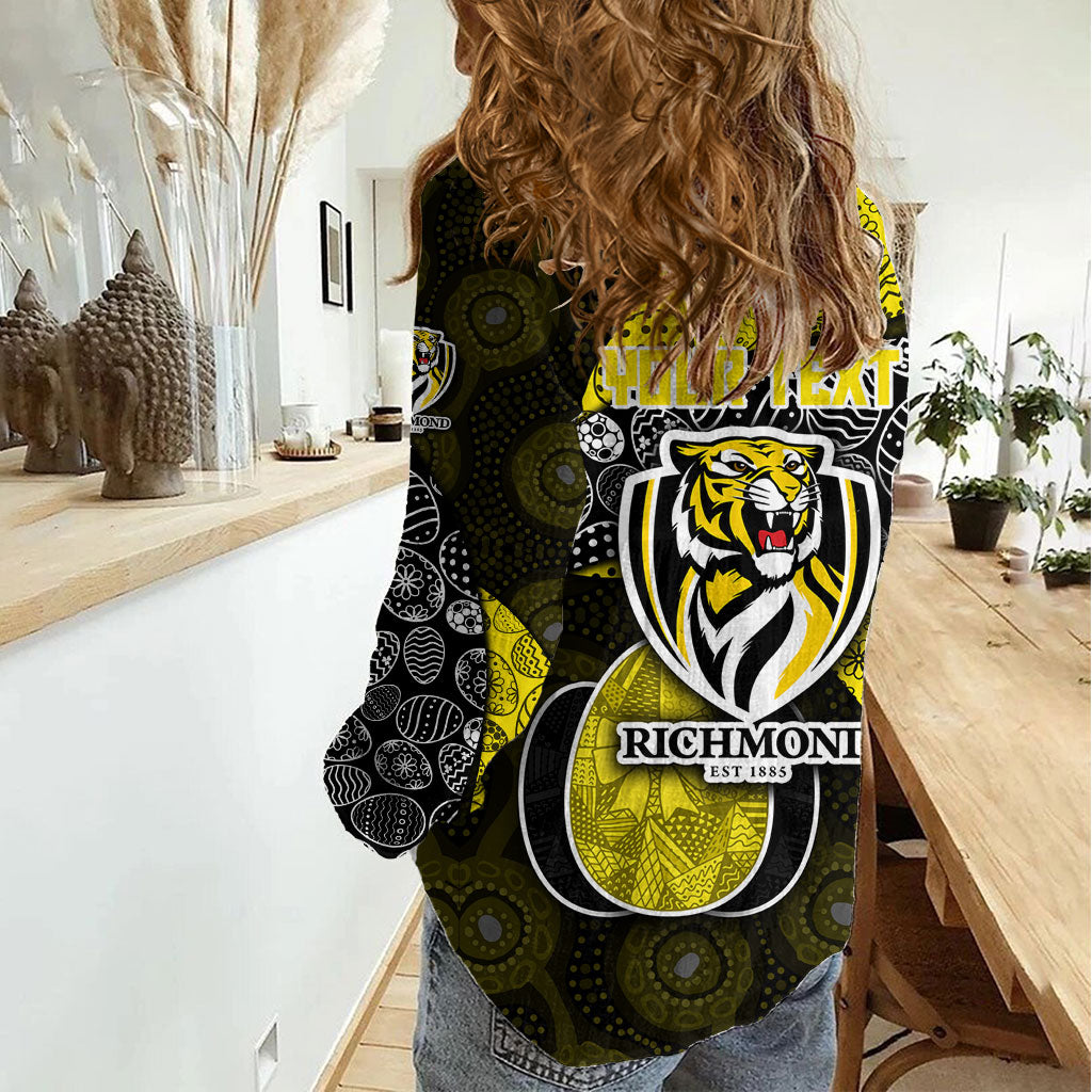 Personalized Richmond Football Women Casual Shirt Easter Egg Pattern Yellow Black Tribal Dot Art Style