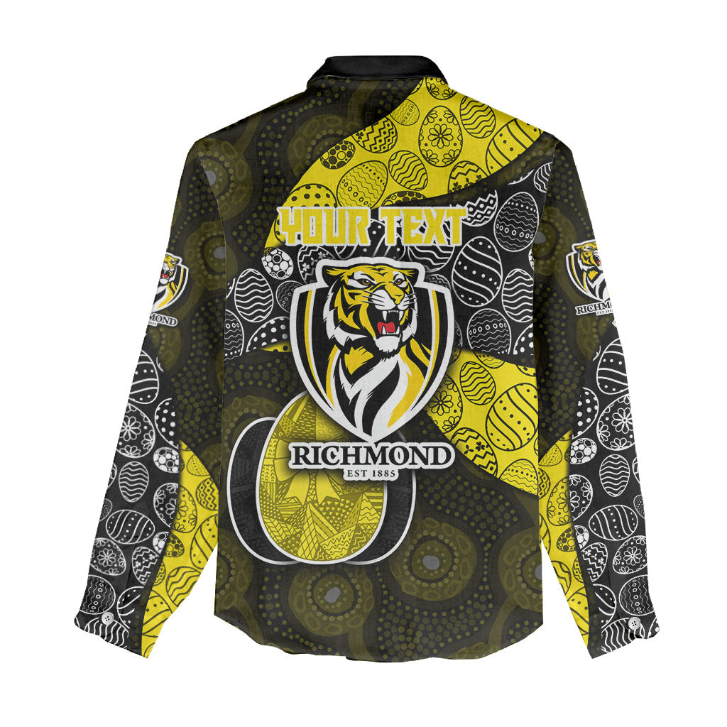 Personalized Richmond Football Women Casual Shirt Easter Egg Pattern Yellow Black Tribal Dot Art Style