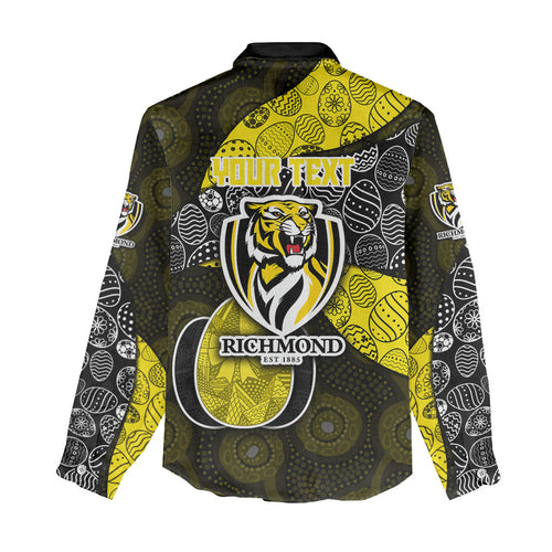 Personalized Richmond Football Women Casual Shirt Easter Egg Pattern Yellow Black Tribal Dot Art Style