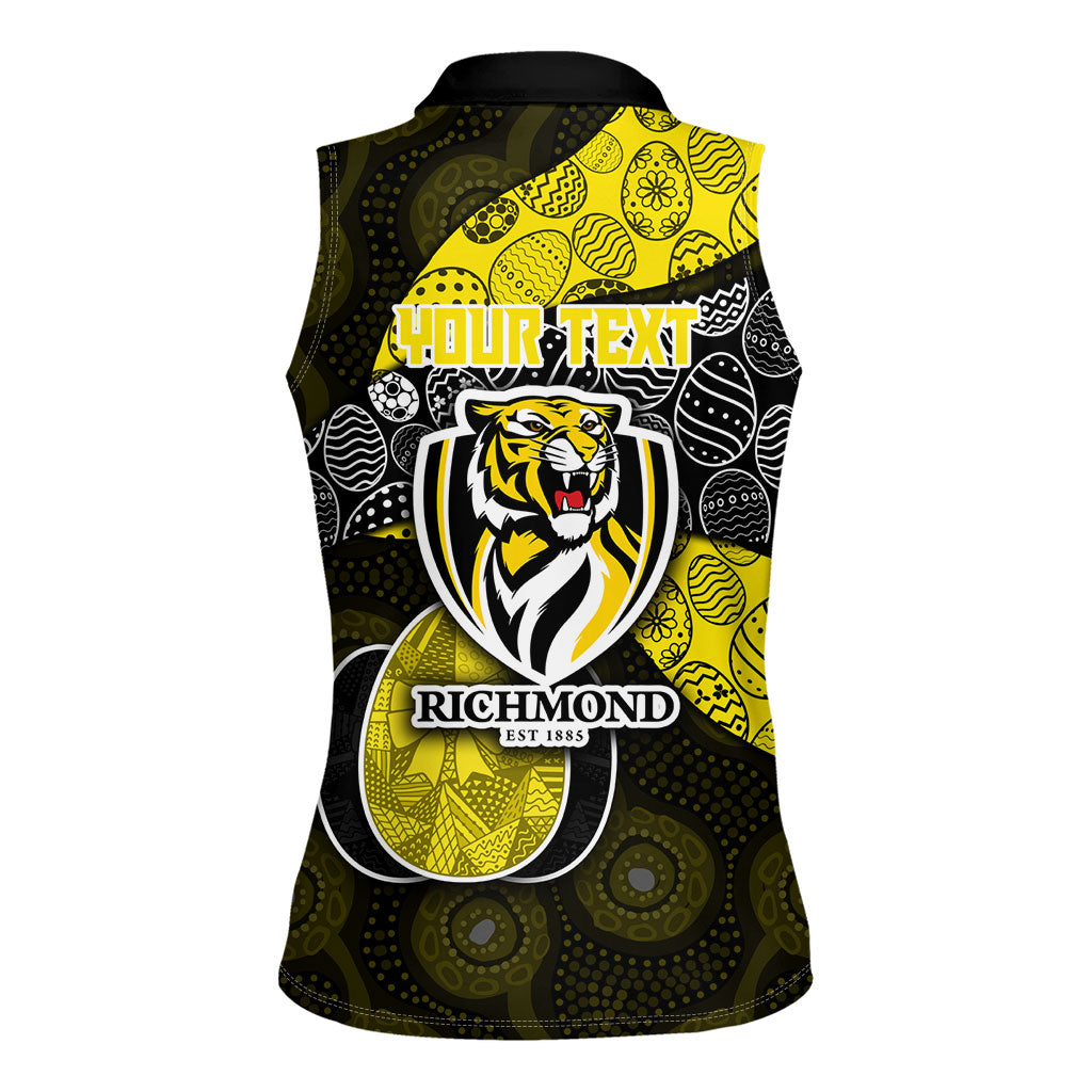 Personalized Richmond Football Women Sleeveless Polo Shirt Easter Egg Pattern Yellow Black Tribal Dot Art Style
