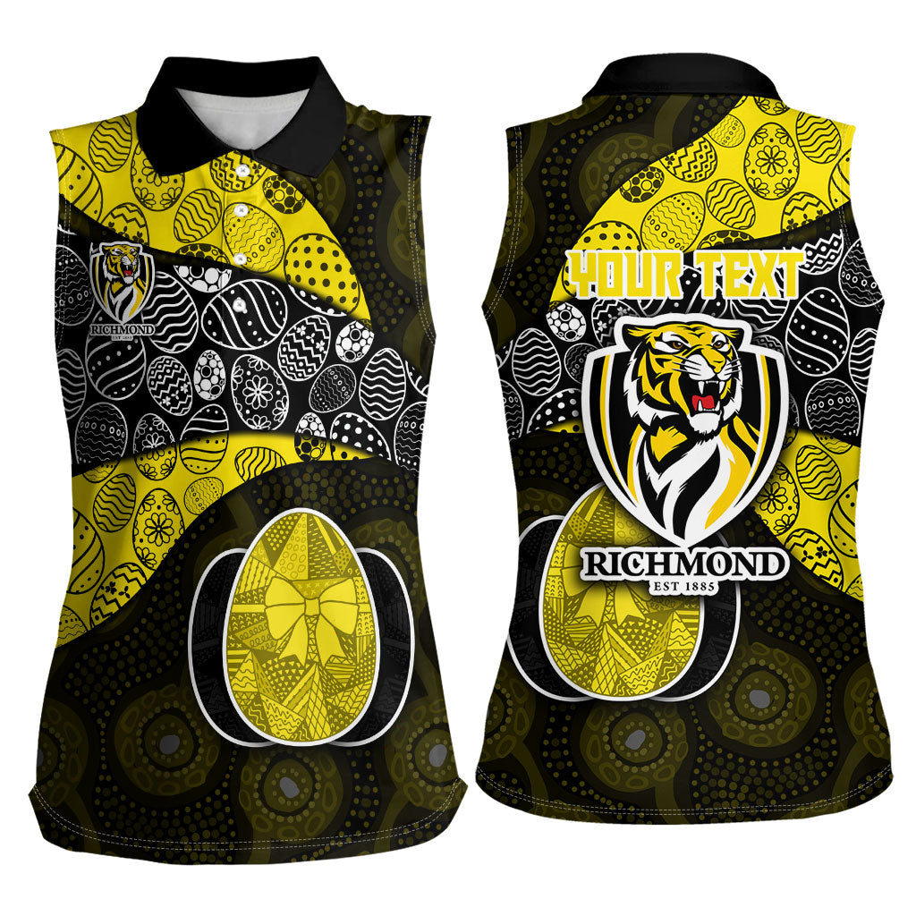 Personalized Richmond Football Women Sleeveless Polo Shirt Easter Egg Pattern Yellow Black Tribal Dot Art Style