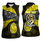 Personalized Richmond Football Women Sleeveless Polo Shirt Easter Egg Pattern Yellow Black Tribal Dot Art Style