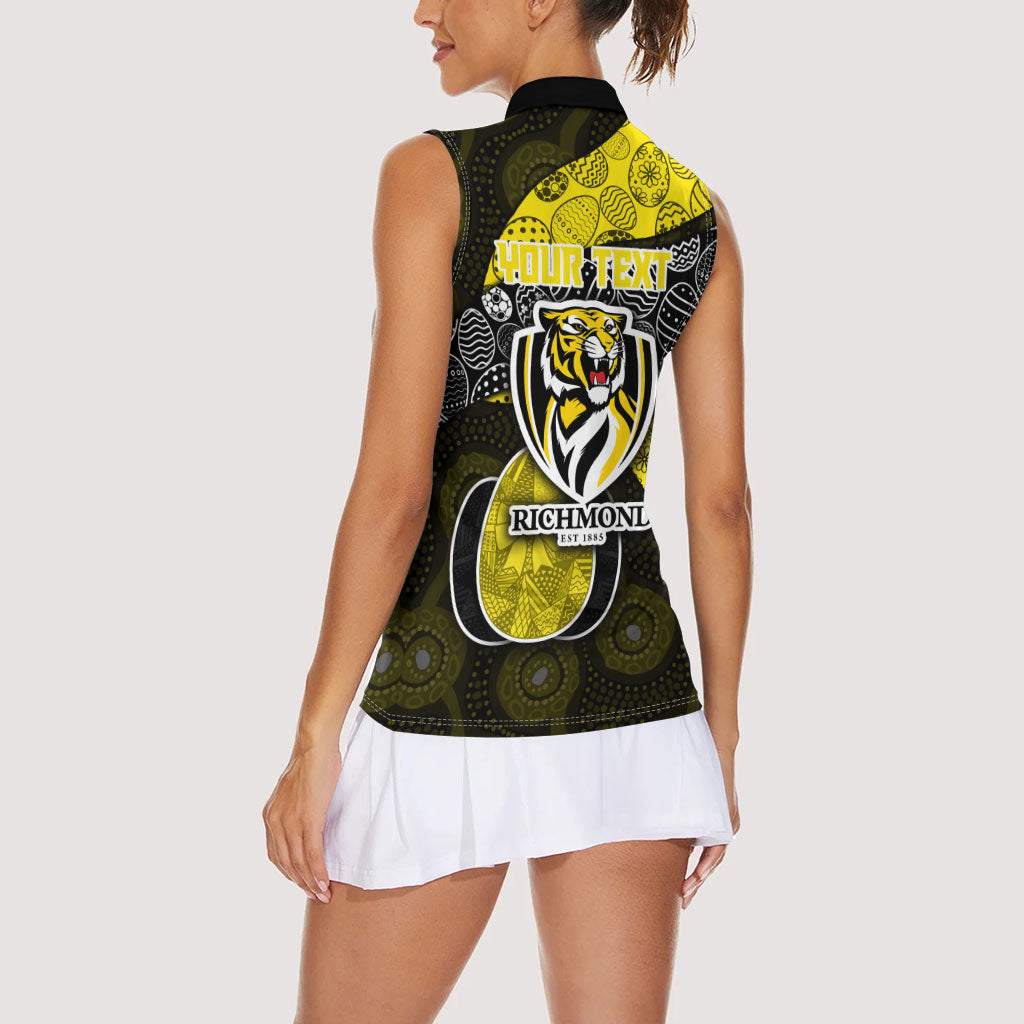 Personalized Richmond Football Women Sleeveless Polo Shirt Easter Egg Pattern Yellow Black Tribal Dot Art Style