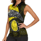 Personalized Richmond Football Women Sleeveless Polo Shirt Easter Egg Pattern Yellow Black Tribal Dot Art Style