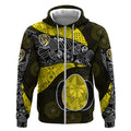 Personalized Richmond Football Zip Hoodie Easter Egg Pattern Yellow Black Tribal Dot Art Style