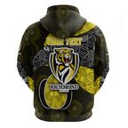 Personalized Richmond Football Zip Hoodie Easter Egg Pattern Yellow Black Tribal Dot Art Style