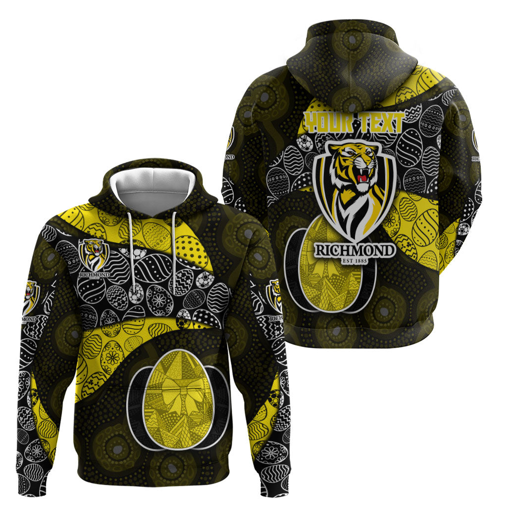 Personalized Richmond Football Zip Hoodie Easter Egg Pattern Yellow Black Tribal Dot Art Style