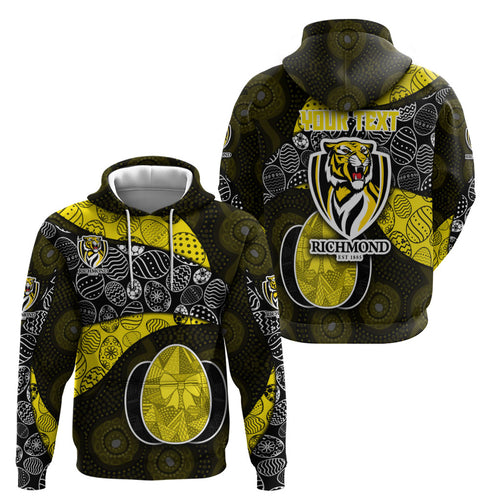 Personalized Richmond Football Zip Hoodie Easter Egg Pattern Yellow Black Tribal Dot Art Style