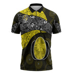 Personalized Richmond Football Zipper Polo Shirt Easter Egg Pattern Yellow Black Tribal Dot Art Style