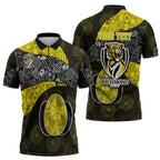 Personalized Richmond Football Zipper Polo Shirt Easter Egg Pattern Yellow Black Tribal Dot Art Style