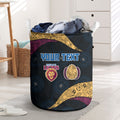 Personalized Brisbane Lions Football Laundry Basket Easter Egg Pattern Maroon Gold Tribal Dot Art Style