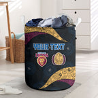 Personalized Brisbane Lions Football Laundry Basket Easter Egg Pattern Maroon Gold Tribal Dot Art Style