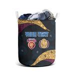 Personalized Brisbane Lions Football Laundry Basket Easter Egg Pattern Maroon Gold Tribal Dot Art Style