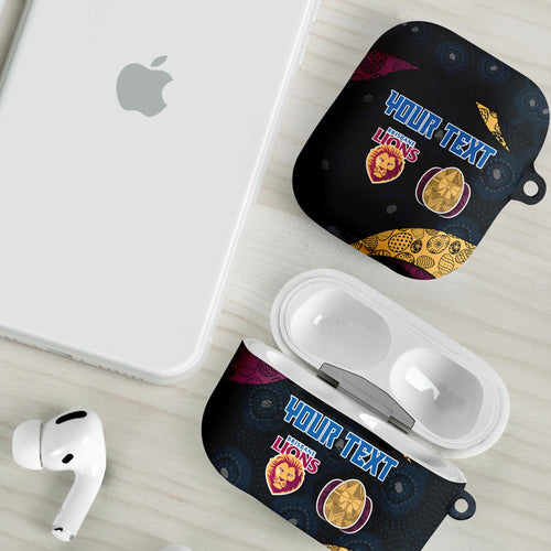 Personalized Brisbane Lions Football AirPods Case Easter Egg Pattern Maroon Gold Tribal Dot Art Style