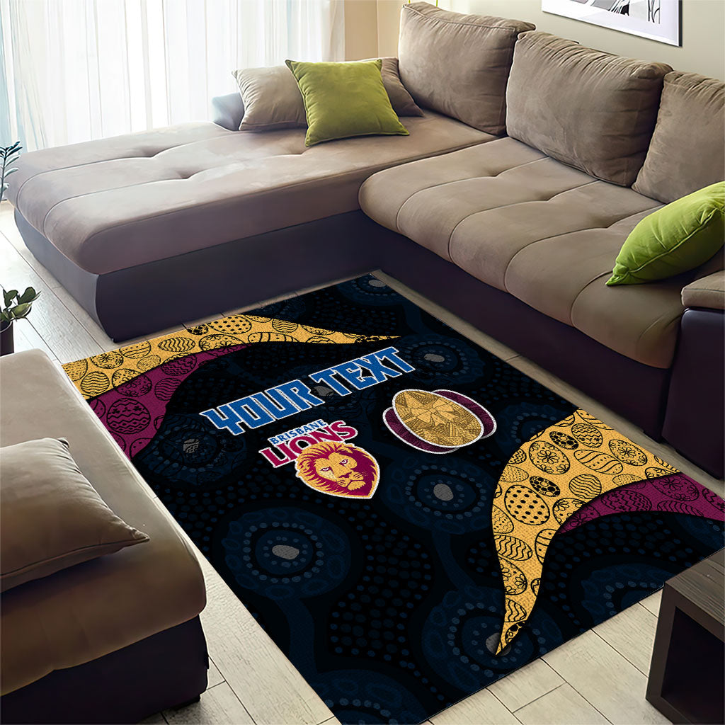 Personalized Brisbane Lions Football Area Rug Easter Egg Pattern Maroon Gold Tribal Dot Art Style