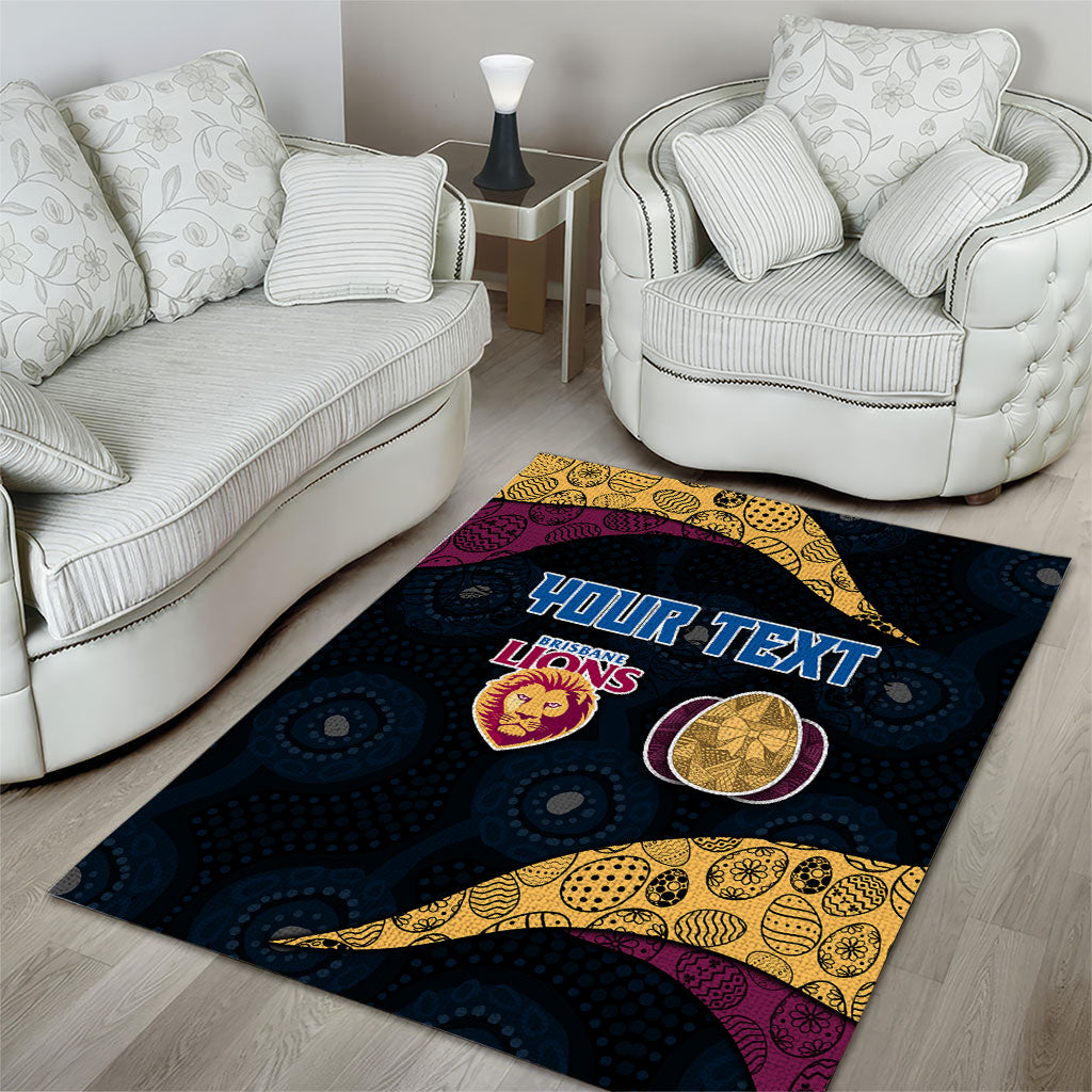 Personalized Brisbane Lions Football Area Rug Easter Egg Pattern Maroon Gold Tribal Dot Art Style