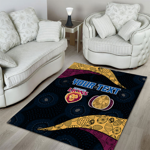 Personalized Brisbane Lions Football Area Rug Easter Egg Pattern Maroon Gold Tribal Dot Art Style