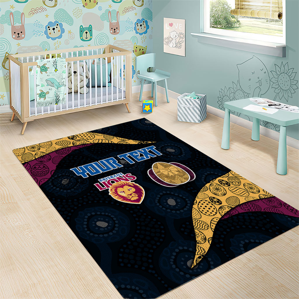 Personalized Brisbane Lions Football Area Rug Easter Egg Pattern Maroon Gold Tribal Dot Art Style