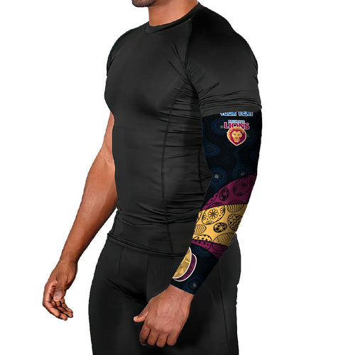 Personalized Brisbane Lions Football Arm Sleeves Easter Egg Pattern Maroon Gold Tribal Dot Art Style