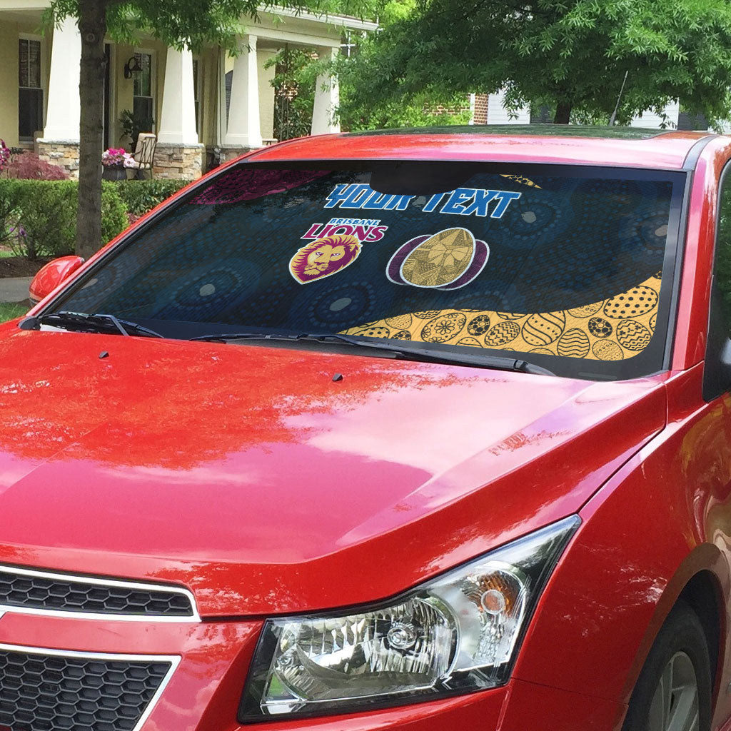 Personalized Brisbane Lions Football Auto Sun Shade Easter Egg Pattern Maroon Gold Tribal Dot Art Style