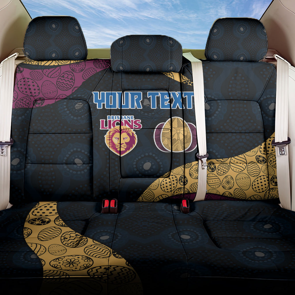 Personalized Brisbane Lions Football Back Car Seat Cover Easter Egg Pattern Maroon Gold Tribal Dot Art Style