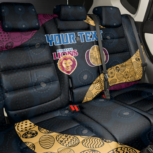 Personalized Brisbane Lions Football Back Car Seat Cover Easter Egg Pattern Maroon Gold Tribal Dot Art Style