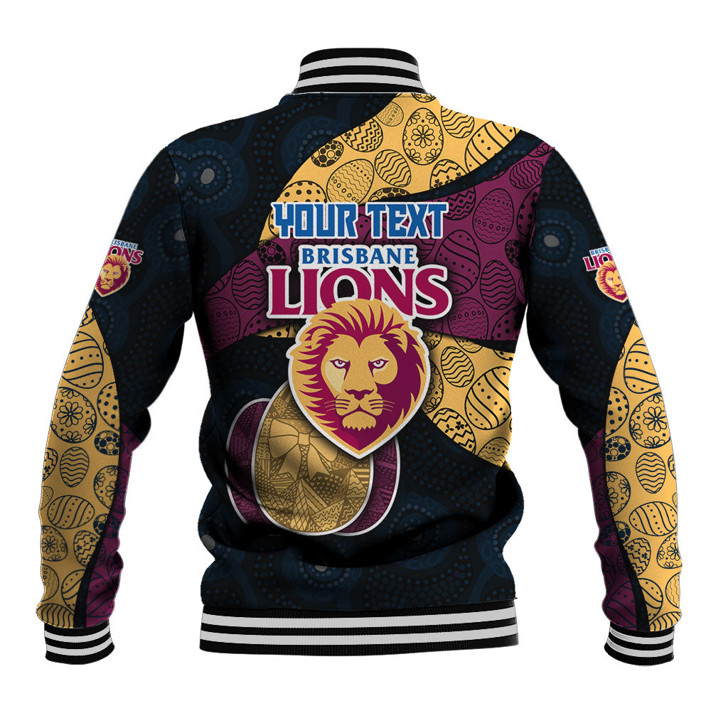 Personalized Brisbane Lions Football Baseball Jacket Easter Egg Pattern Maroon Gold Tribal Dot Art Style