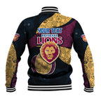Personalized Brisbane Lions Football Baseball Jacket Easter Egg Pattern Maroon Gold Tribal Dot Art Style