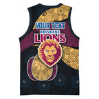 Personalized Brisbane Lions Football Basketball Jersey Easter Egg Pattern Maroon Gold Tribal Dot Art Style