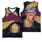 Personalized Brisbane Lions Football Basketball Jersey Easter Egg Pattern Maroon Gold Tribal Dot Art Style
