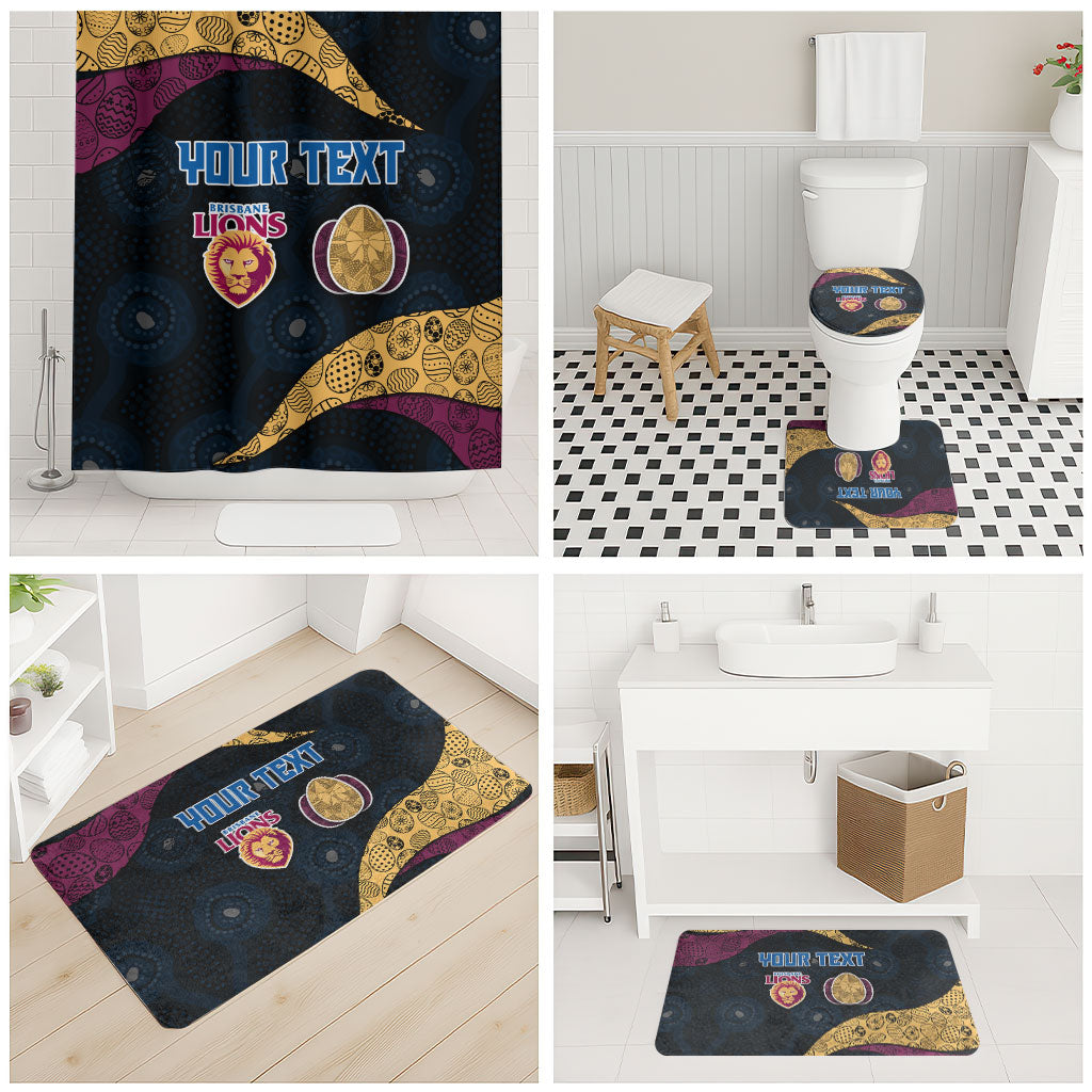 Personalized Brisbane Lions Football Bathroom Set Easter Egg Pattern Maroon Gold Tribal Dot Art Style