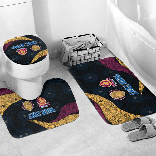 Personalized Brisbane Lions Football Bathroom Set Easter Egg Pattern Maroon Gold Tribal Dot Art Style