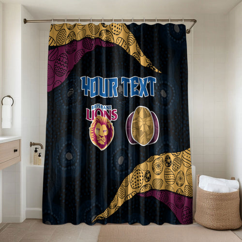 Personalized Brisbane Lions Football Bathroom Set Easter Egg Pattern Maroon Gold Tribal Dot Art Style