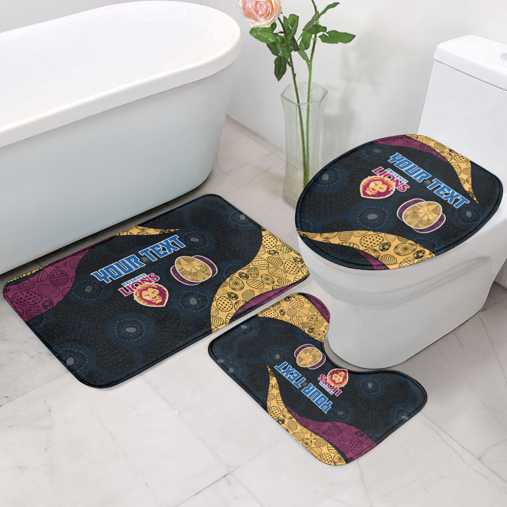 Personalized Brisbane Lions Football Bathroom Set Easter Egg Pattern Maroon Gold Tribal Dot Art Style