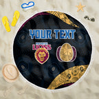 Personalized Brisbane Lions Football Beach Blanket Easter Egg Pattern Maroon Gold Tribal Dot Art Style