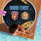 Personalized Brisbane Lions Football Beach Blanket Easter Egg Pattern Maroon Gold Tribal Dot Art Style