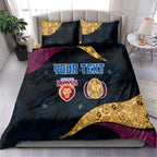 Personalized Brisbane Lions Football Bedding Set Easter Egg Pattern Maroon Gold Tribal Dot Art Style