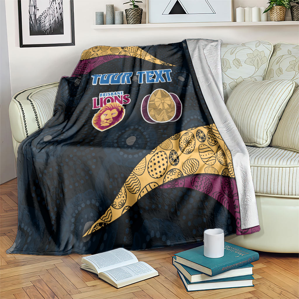 Personalized Brisbane Lions Football Blanket Easter Egg Pattern Maroon Gold Tribal Dot Art Style