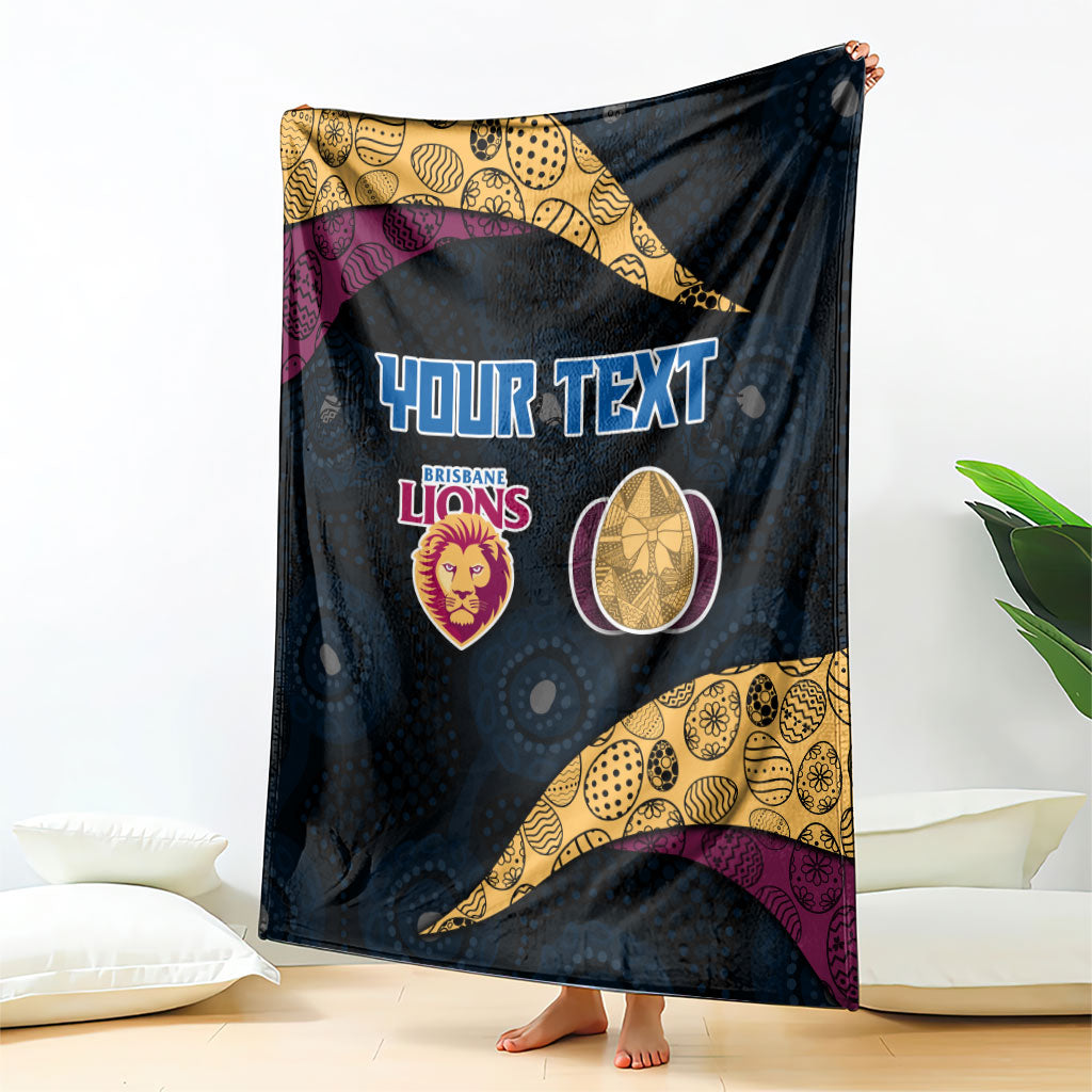 Personalized Brisbane Lions Football Blanket Easter Egg Pattern Maroon Gold Tribal Dot Art Style