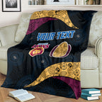 Personalized Brisbane Lions Football Blanket Easter Egg Pattern Maroon Gold Tribal Dot Art Style