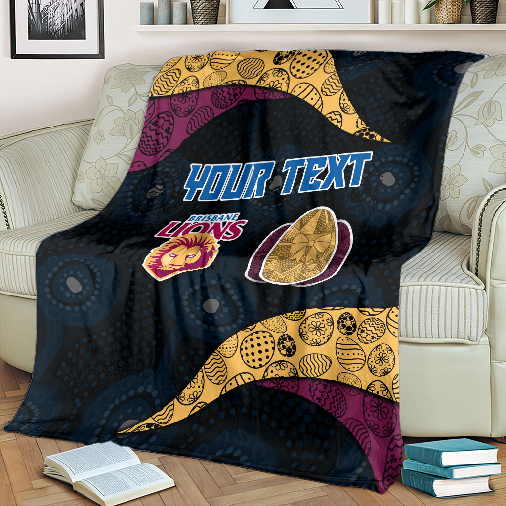 Personalized Brisbane Lions Football Blanket Easter Egg Pattern Maroon Gold Tribal Dot Art Style