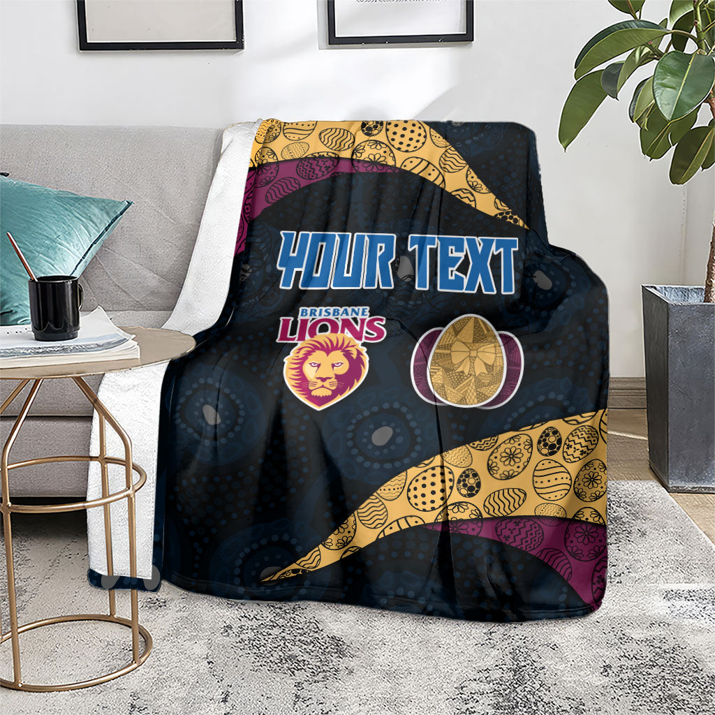 Personalized Brisbane Lions Football Blanket Easter Egg Pattern Maroon Gold Tribal Dot Art Style