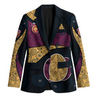 Personalized Brisbane Lions Football Blazer Easter Egg Pattern Maroon Gold Tribal Dot Art Style