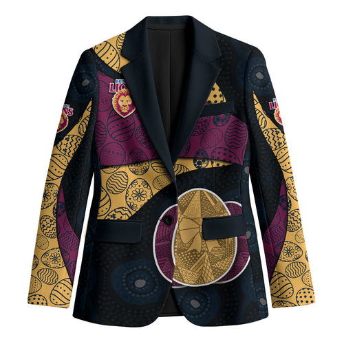 Personalized Brisbane Lions Football Blazer Easter Egg Pattern Maroon Gold Tribal Dot Art Style