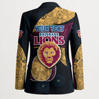 Personalized Brisbane Lions Football Blazer Easter Egg Pattern Maroon Gold Tribal Dot Art Style