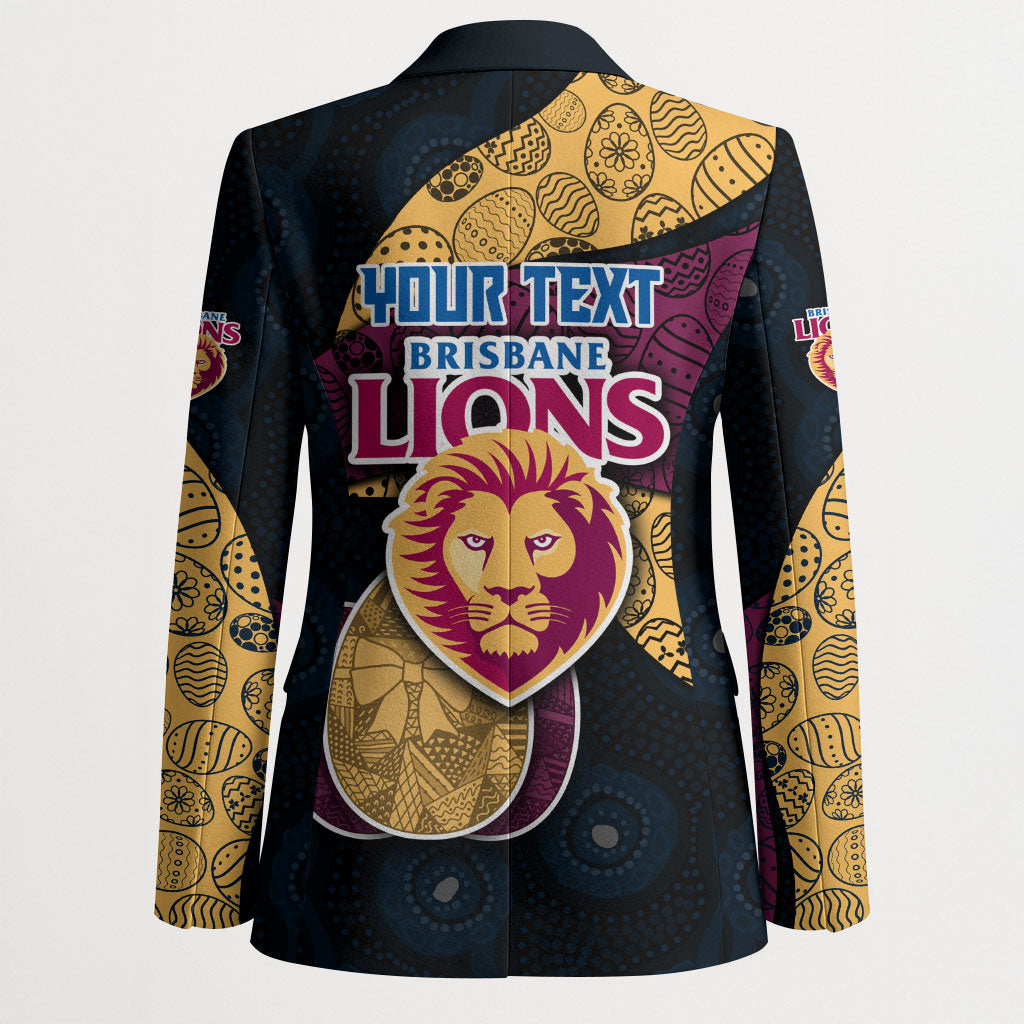 Personalized Brisbane Lions Football Blazer Easter Egg Pattern Maroon Gold Tribal Dot Art Style